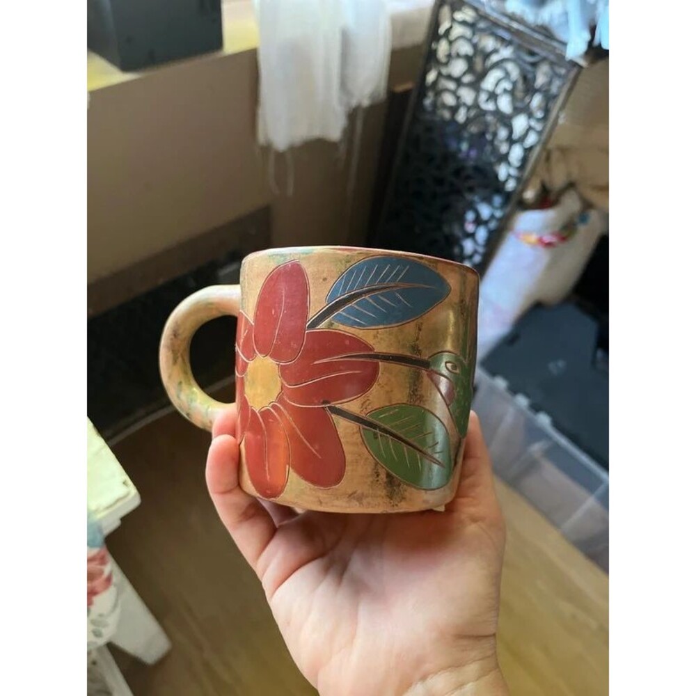 Hummingbird flower cottage core cozy mug